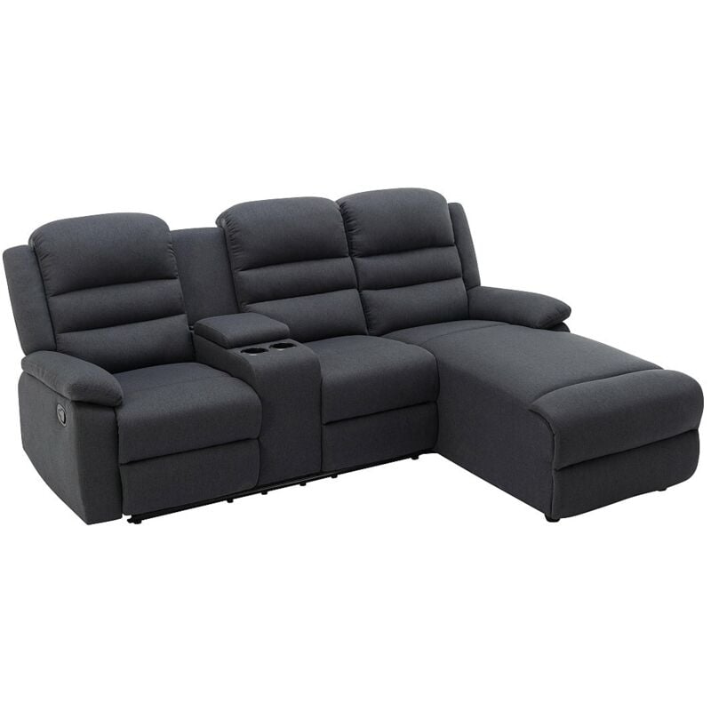 Vente-unique - Canapé d'angle droit relax en tissu anthracite macedonia