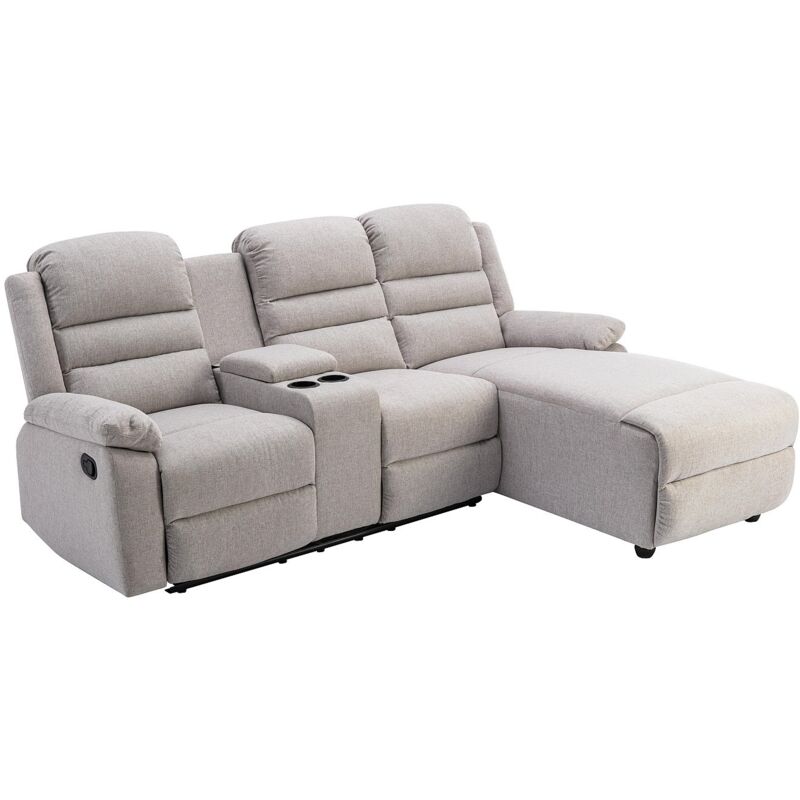 Vente-unique - Canapé d'angle droit relax en tissu beige macedonia