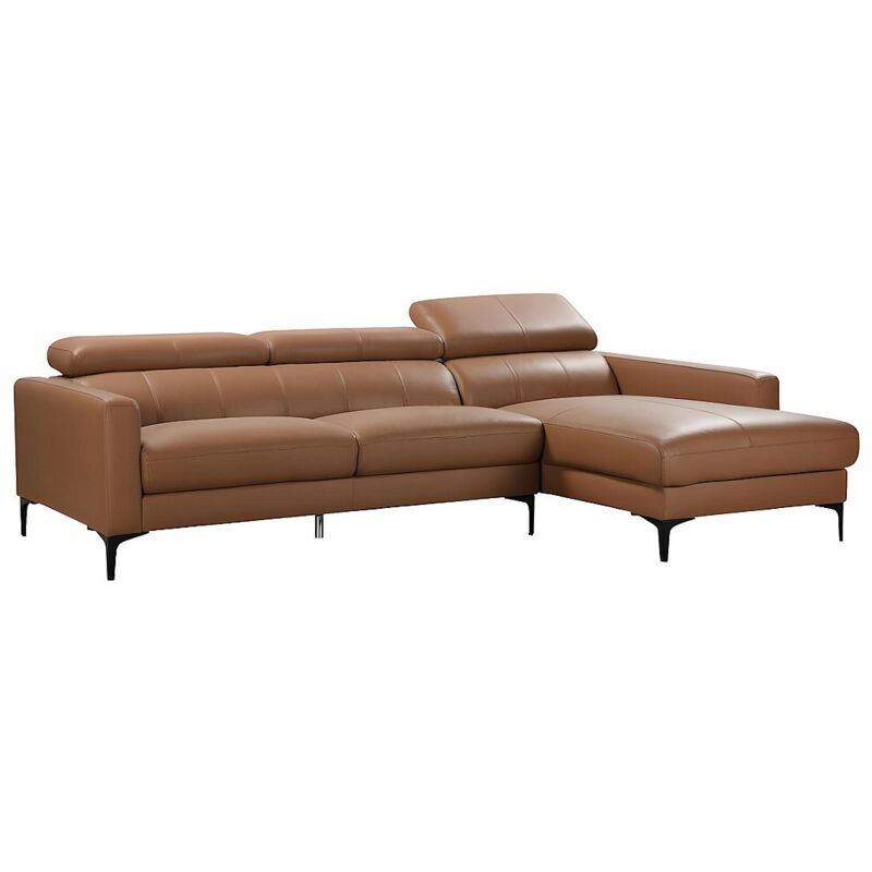 Vente-unique - Canapé d'angle en cuir de buffle florence - Camel - Angle droit