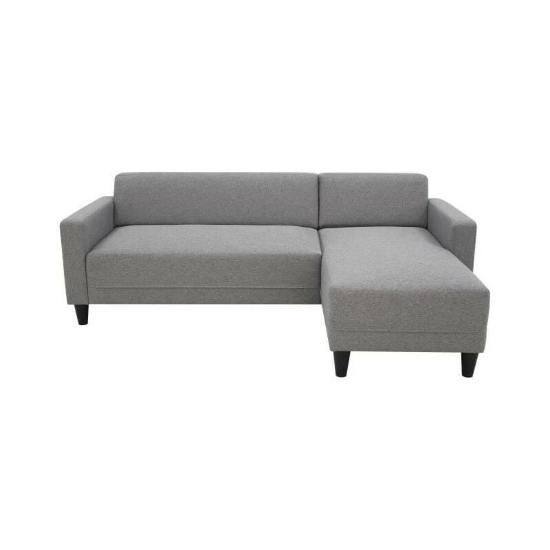 Canapé d'angle fixe 4 places BOB - Tissu souris - Réversible - L 197 x P 117 x H 65 cm