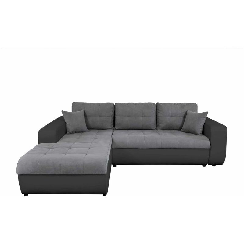 Canapé d'angle 4 places Noir Simili Moderne Confort Promotion