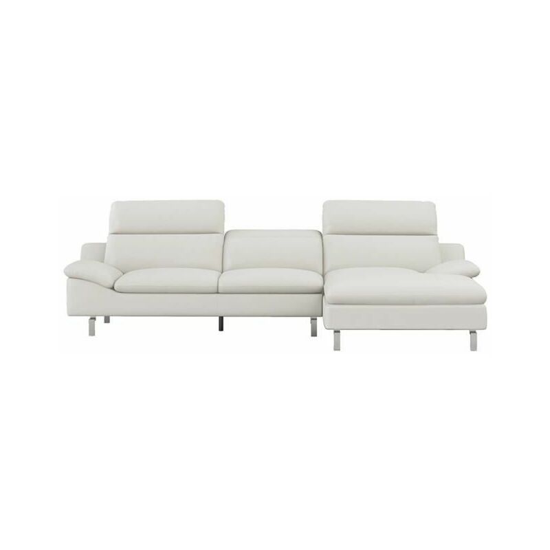 Canapé d'angle gauche fixe - Cuir et simili blanc creme - L 299 x P 170 x H 72 cm - RODEO
