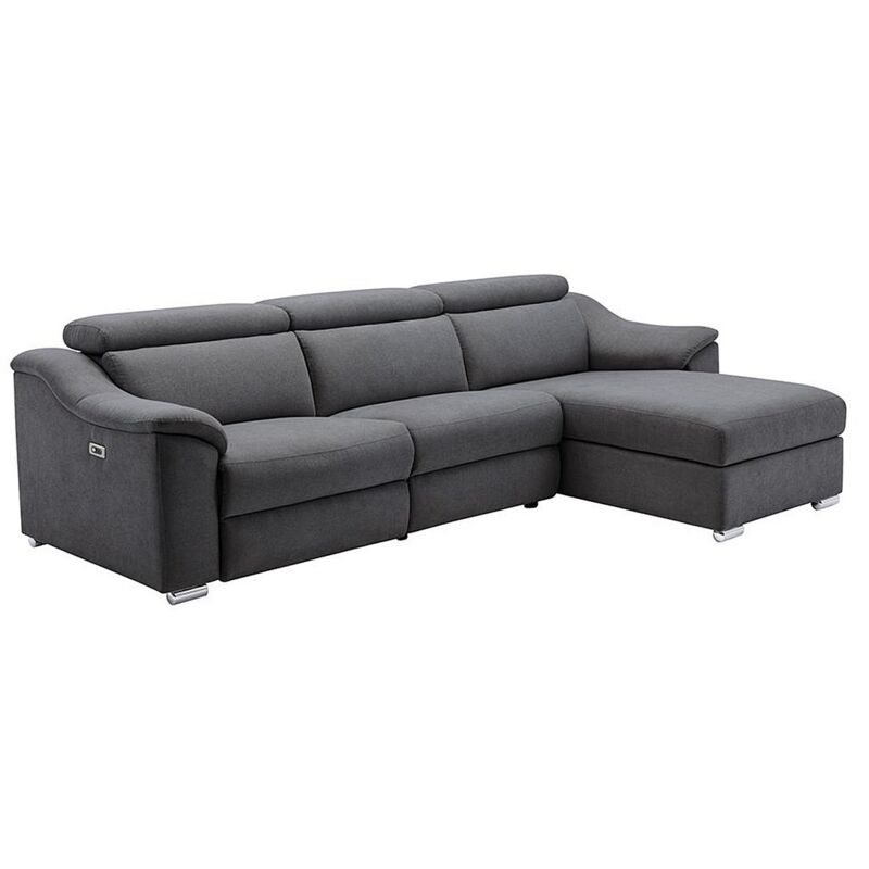 Canapé d'angle relax électrique en tissu anthracite PEDRERA - Angle droit