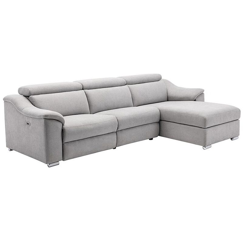 Vente-unique - Canapé d'angle relax électrique en tissu gris clair pedrera - Angle droit