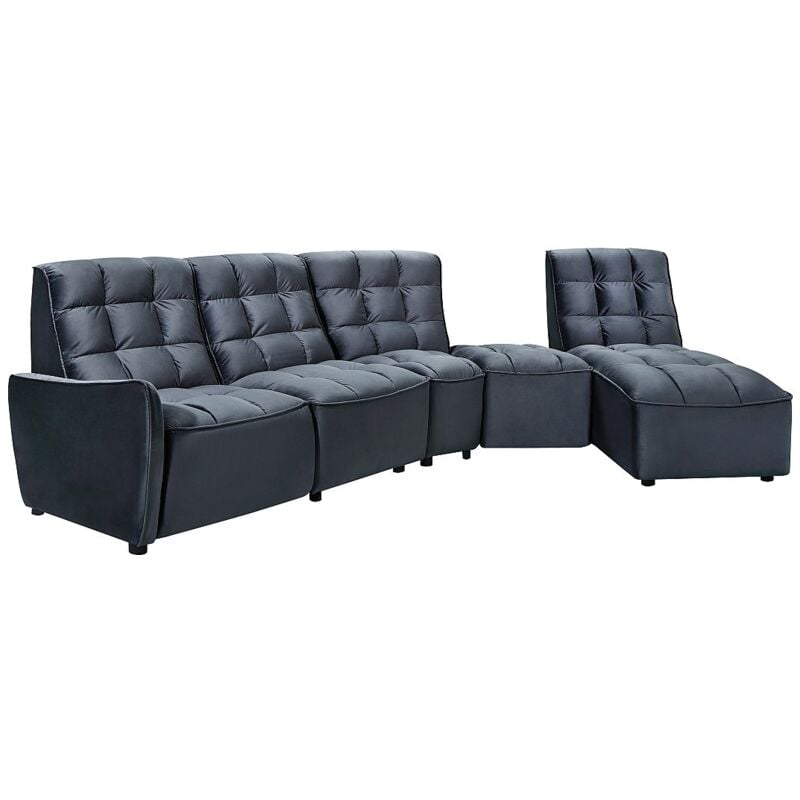 Vente-unique - Canapé d'angle relax électrique modulable en velours anthracite alford