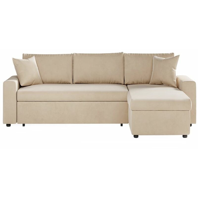 Canapé d'angle Beige Velours Design Confort Promotion