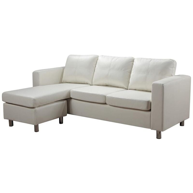 Vente-unique - Canapé d'angle réversible en simili ackley - Ivoire