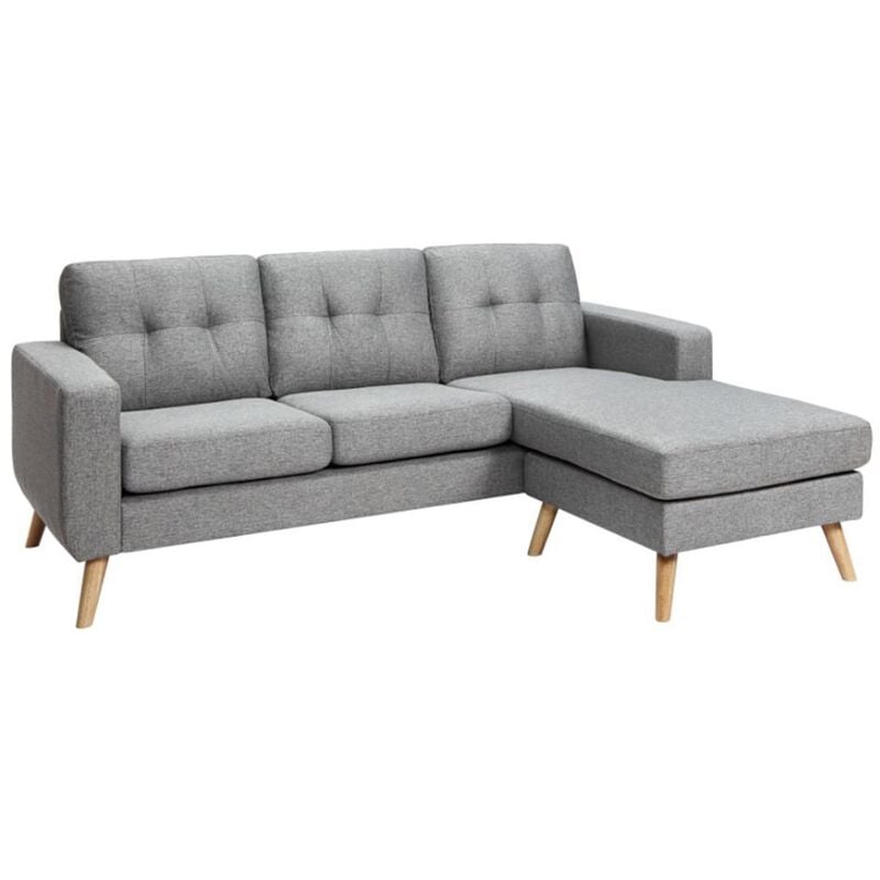Vente-unique - Canapé d'angle réversible en tissu gris chiné bartolome