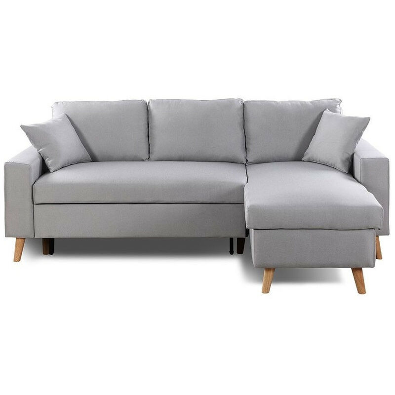 Canapé d'angle 3 places Gris Tissu Scandinave Confort Promotion