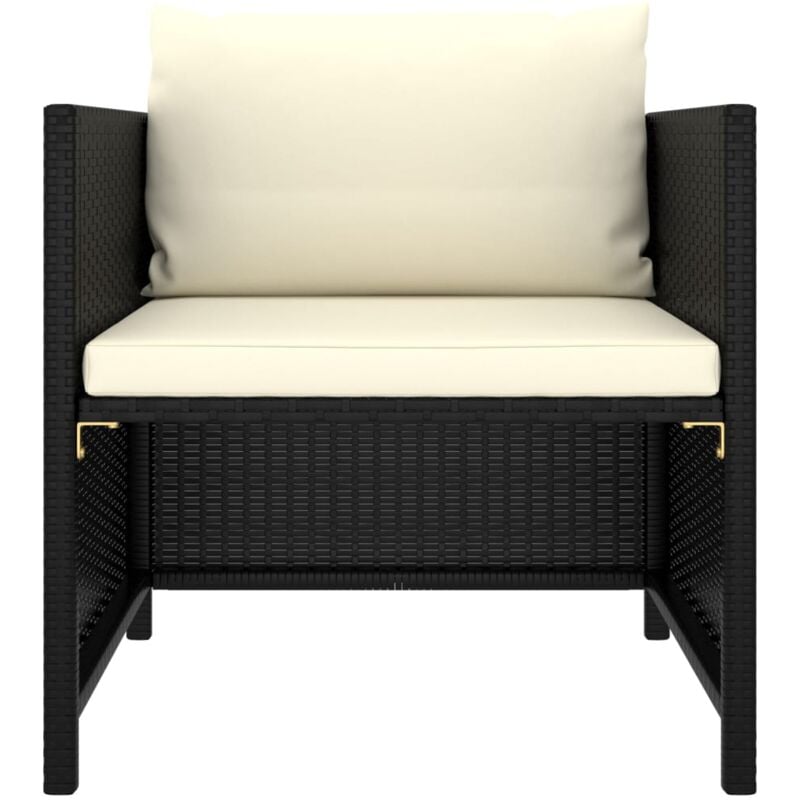 Inlife Canapé de jardin avec coussins Noir Résine tressée