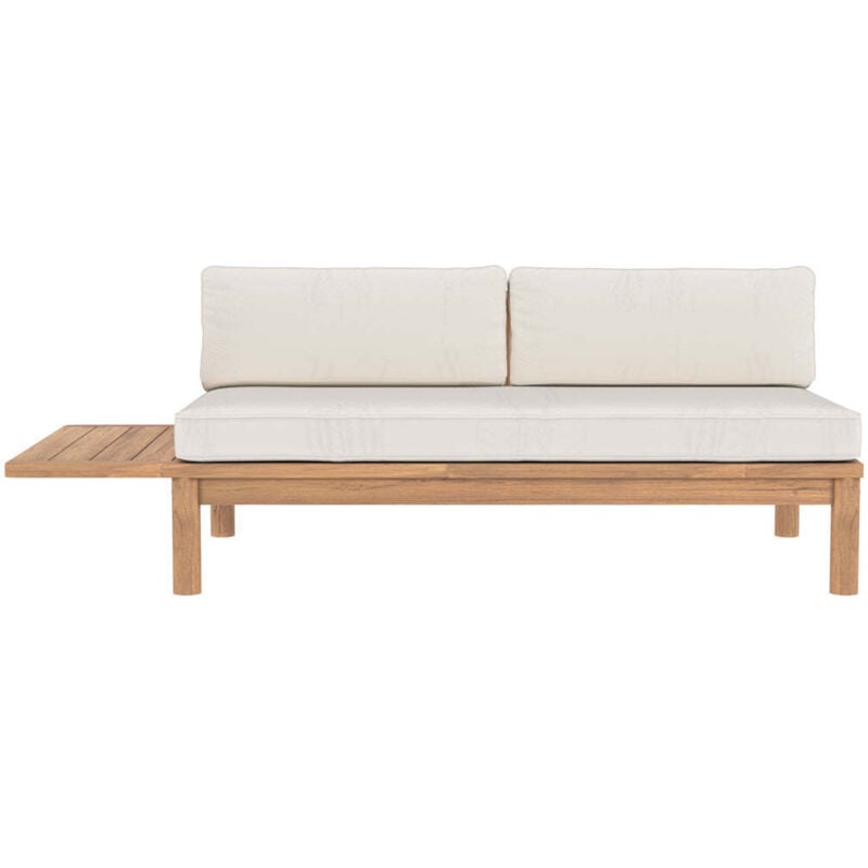 Canapé de jardin 2 places en bois de teck massif et tissu - NADILA