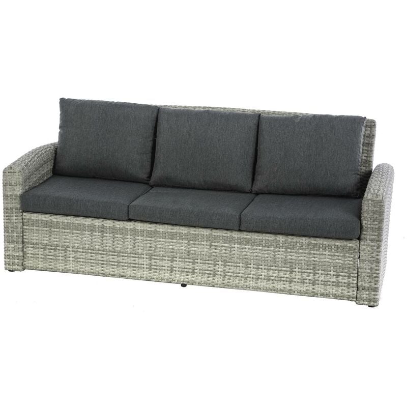 Canapé de jardin Polynésia havane 3 places aluminium traité époxy - Hespéride