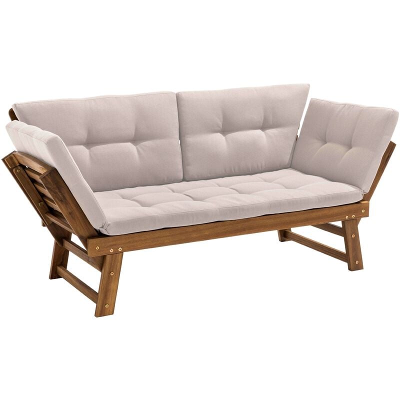 Canapé de jardin relax en bois d'acacia écru