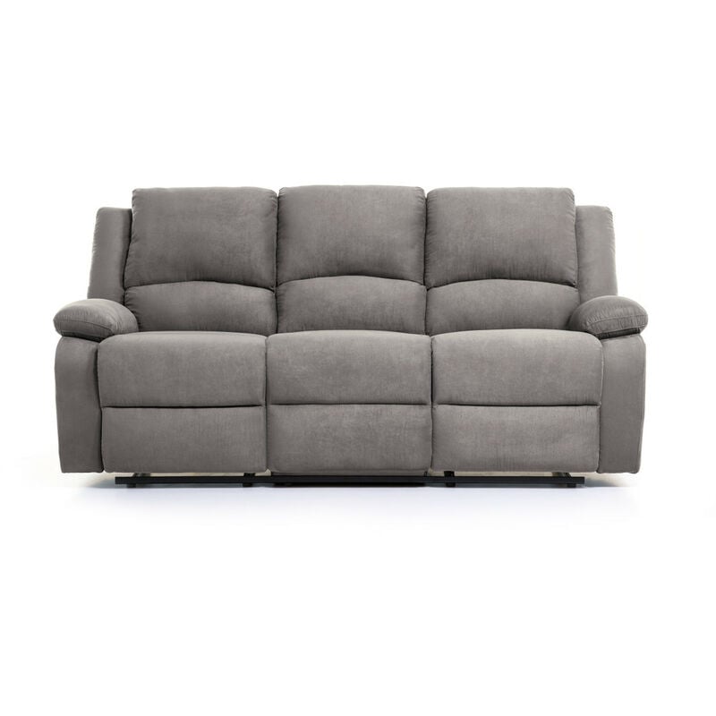 Usinestreet - relaxxo - Canapé Relaxation 3 places Microfibre leo - Gris