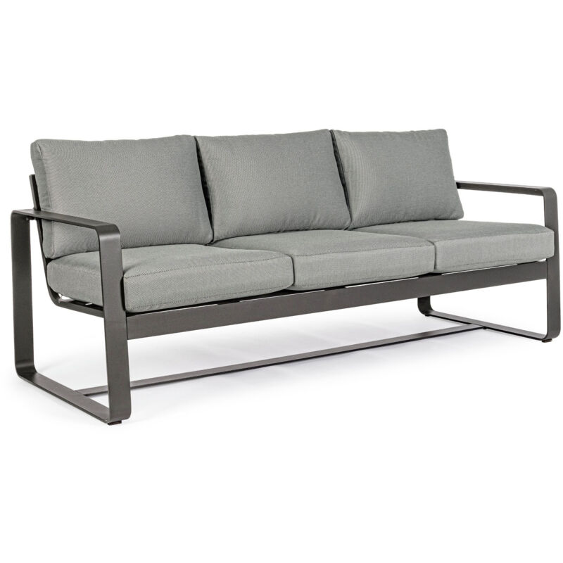 Hellin - Canapé de jardin 3 places en métal et coussins tissu - etretat