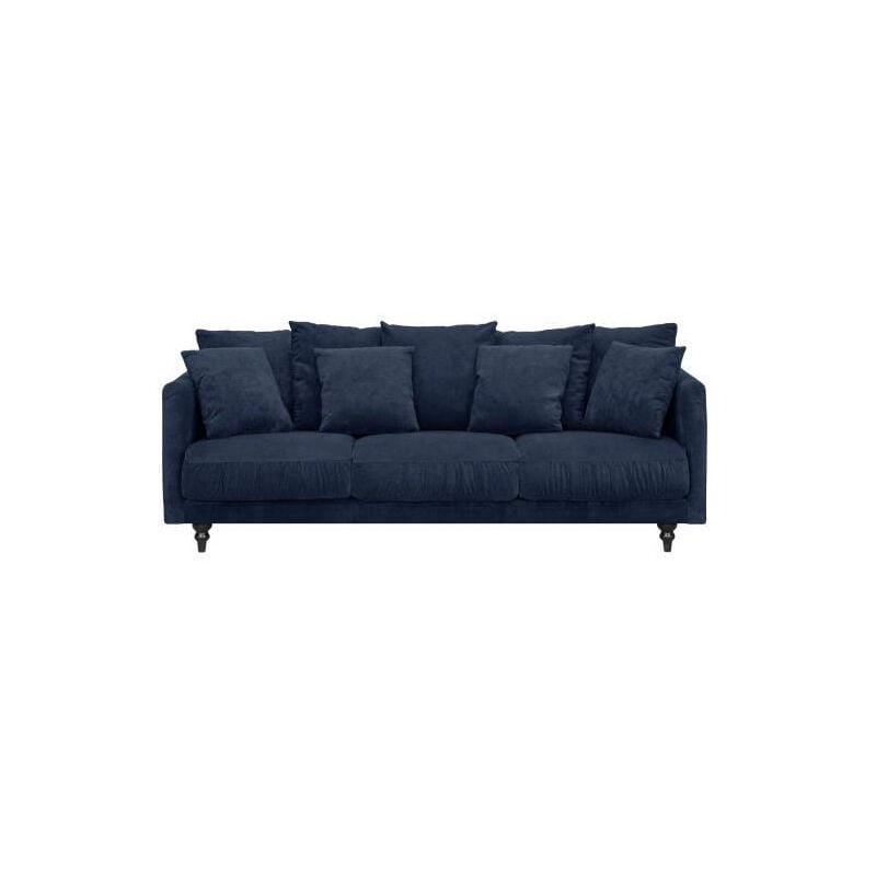 Les Tendances - constance Canape droit fixe 4 places - Tissu bleu - Classique - l 212 x p 93 cm