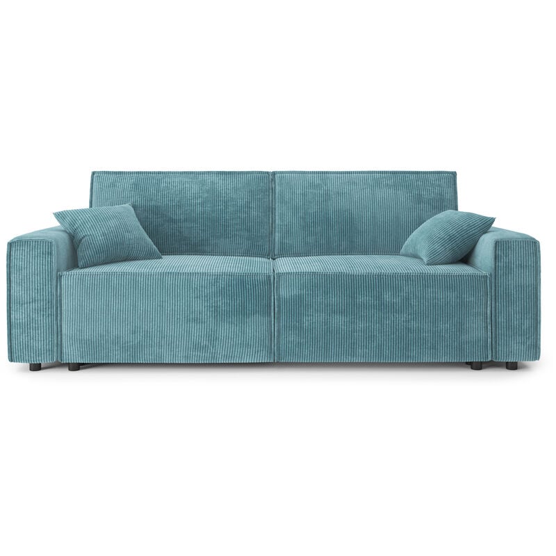 Canapé droit Bleu Velours Confort Promotion