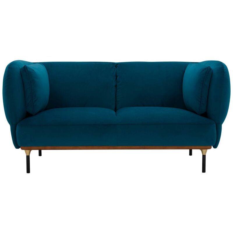 Atmosphera - Canapé velours Isée 2 places bleu canard créateur d'intérieur