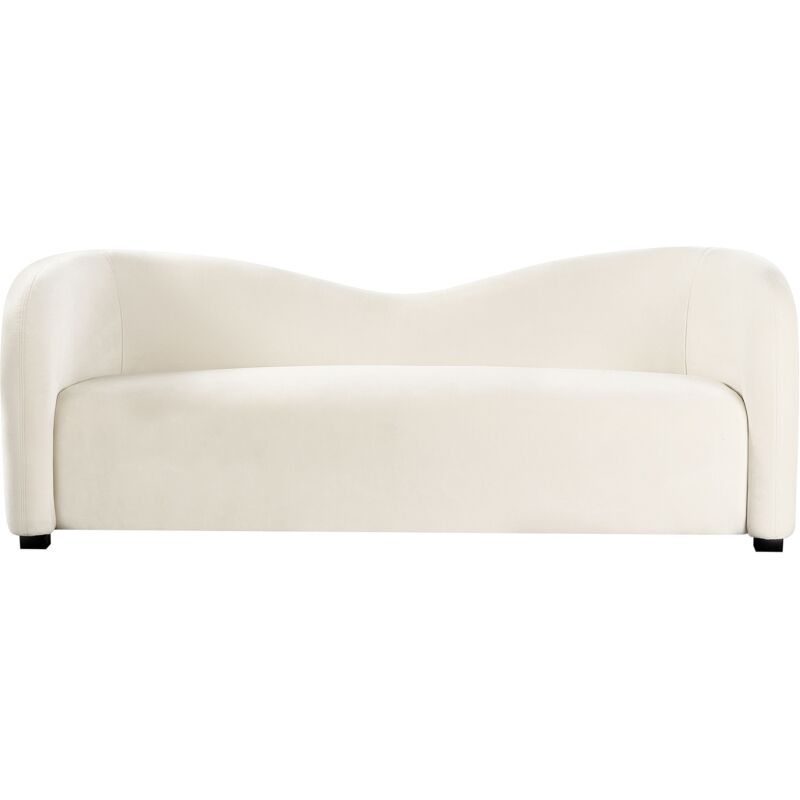 Canapé Style Moderne 3 Places en Velours Rembourré Forme Incurvée Blanc Veltada