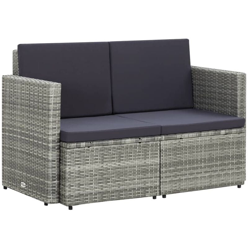 Canapé fixe 2 places de jardin Sofa Banquette de jardin avec coussins Gris Résine tressée 34169