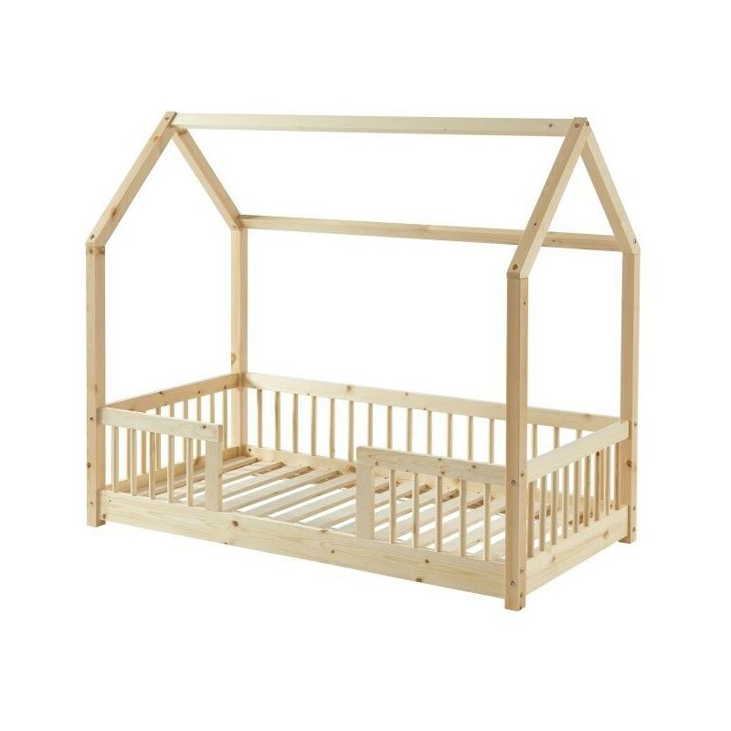 Bata - Lit cabane avec barrières Explorateur Beige 70x140 - Laïba Kids