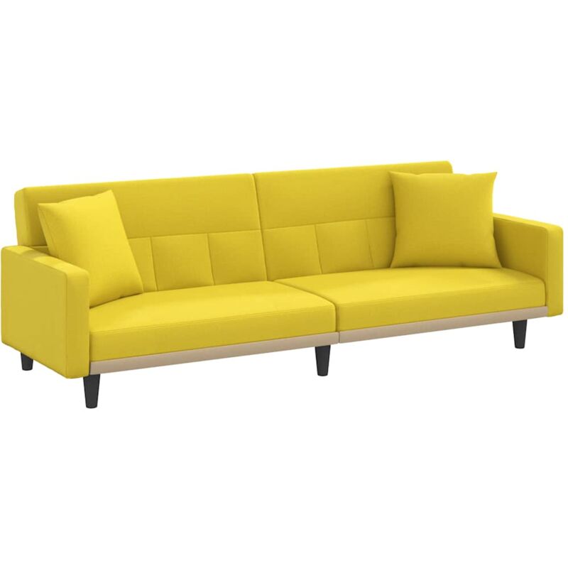 Vidaxl - Canapé-lit avec coussins jaune clair tissu