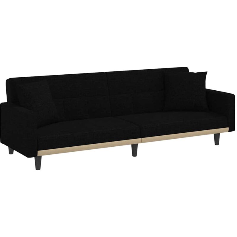 Vidaxl - Canapé-lit avec coussins noir tissu