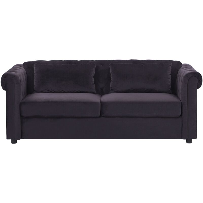 canape convertible 3 places en velours noir chesterfield