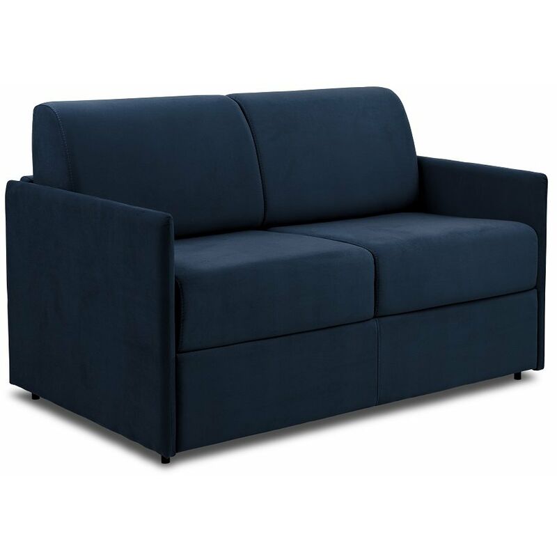 Canapé lit express COLOSSE couchage 120 cm matelas épaisseur 22 cm à mémoire de forme velours bleu marine - bleu