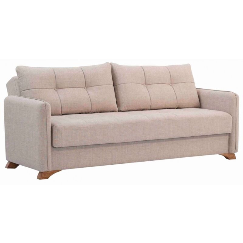 Abitare - Canapé-lit trois places 212x94 cm en tissu taupe clair - Spello