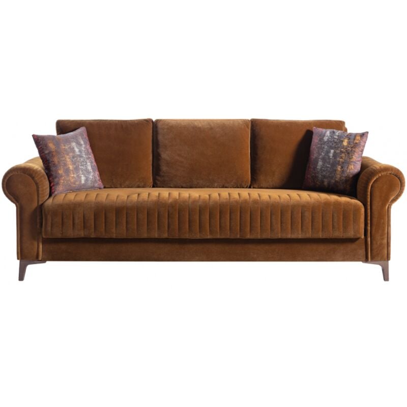 Canapé-lit trois places en tissu couleur brick - Torrioni