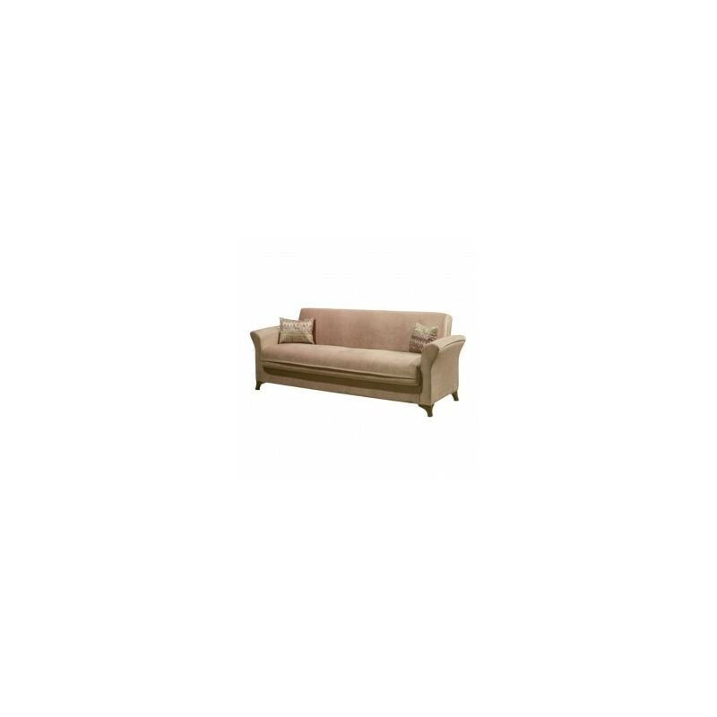 Canapé-lit trois places avec conteneur buket en tissu Beige 217x86x h85 cm