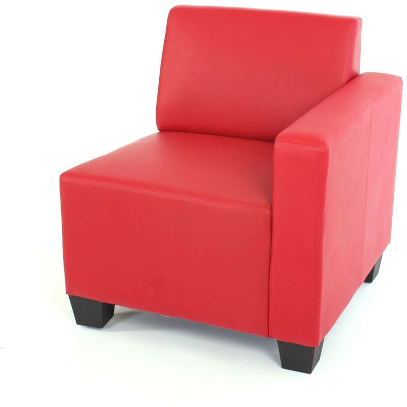 Mendler - Canapé-élément Lyon, élément latéral droit, modulaire, simili-cuir, rouge
