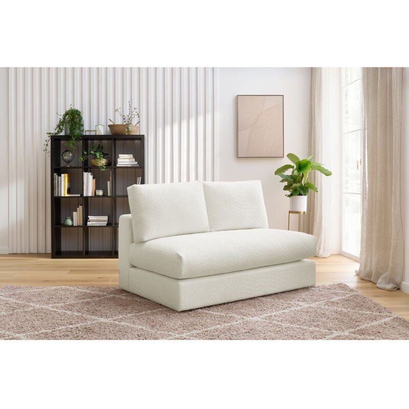 Bobochic - Chauffeuse 2 places pour canapé modulable paris tissu bouclette Blanc