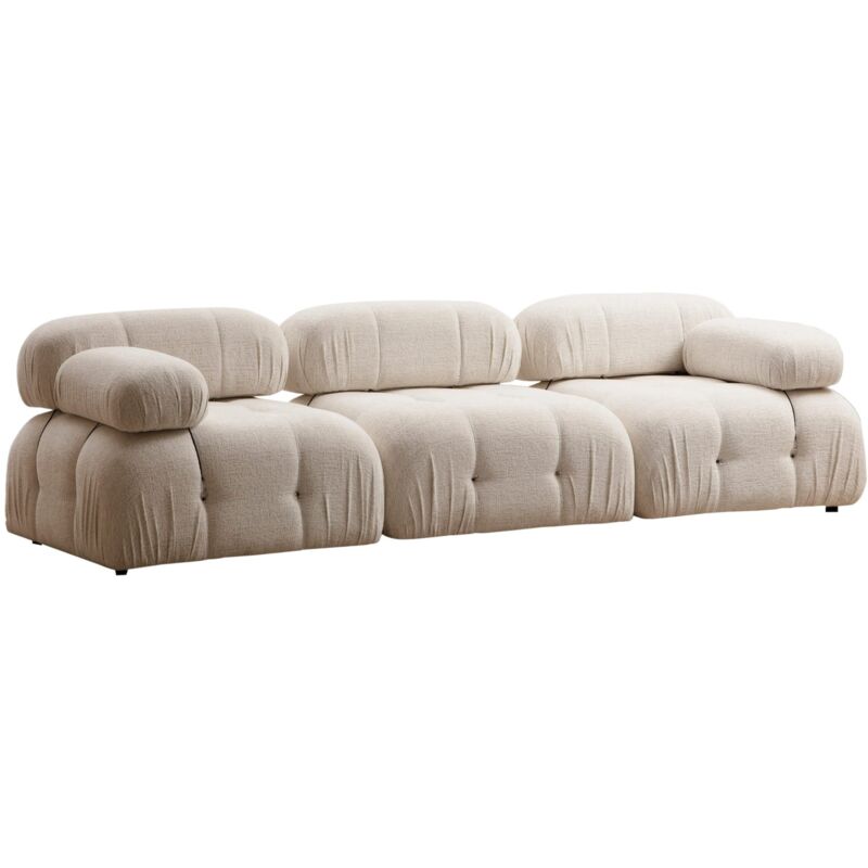 Les Tendances – Canapé droit modulable 3 places velours crème – Dossiers et bras détachables – Dimensions L 288 x P 95 x H 75 cm – Confort haut de Les Tendances – Canapé droit modulable 3 places velours crème – Dossiers et bras détachables – Dimensions L 288 x P 95 x H 75 cm – Confort haut de