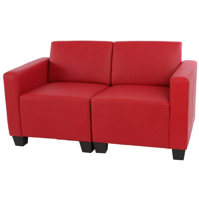 Mendler - Canapé 2 places lounge/salon Lyon, modulable, simili-cuir, rouge