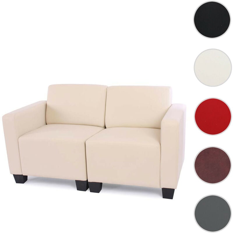 Canapé modulaire 2 places Canapé Lyon, simili cuir rouge-brun