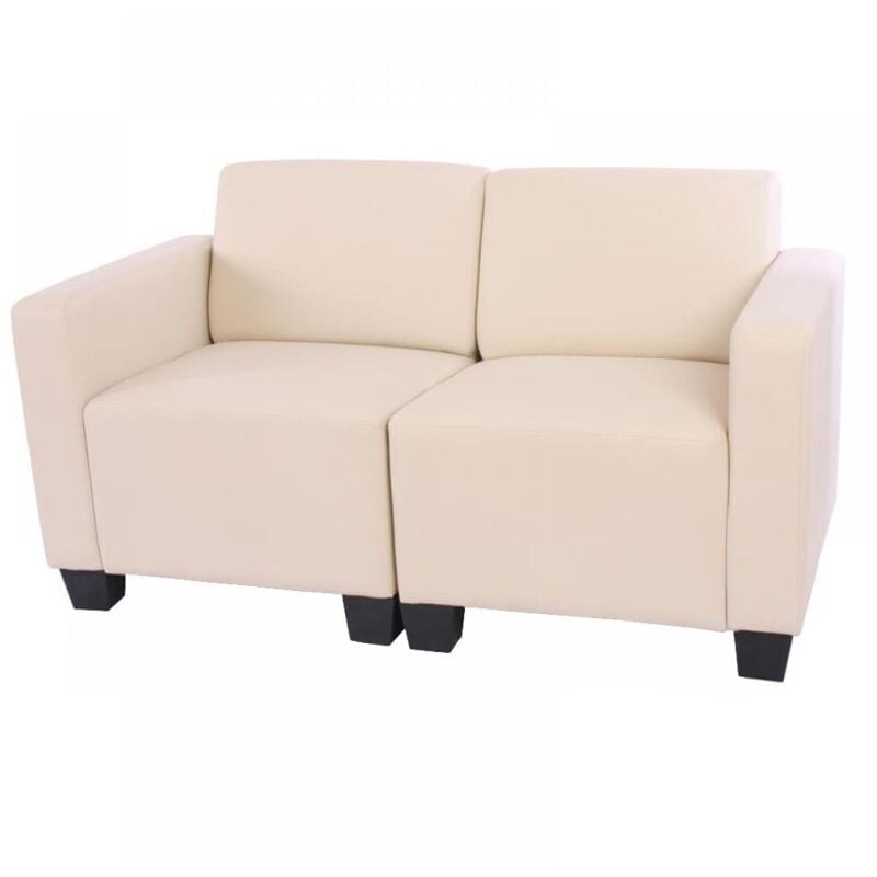 Mendler - Canapé 2 places lounge/salon Lyon, modulable, simili-cuir, crème