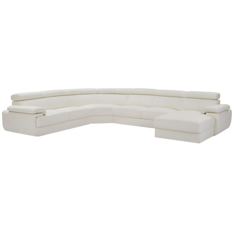 Vente-unique - Grand canapé d'angle droit panoramique en cuir blanc elevanto