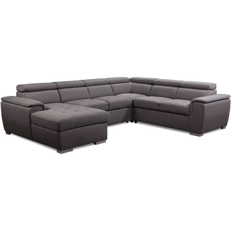 Canapé d'angle 2 places Gris Tissu Moderne Confort Promotion