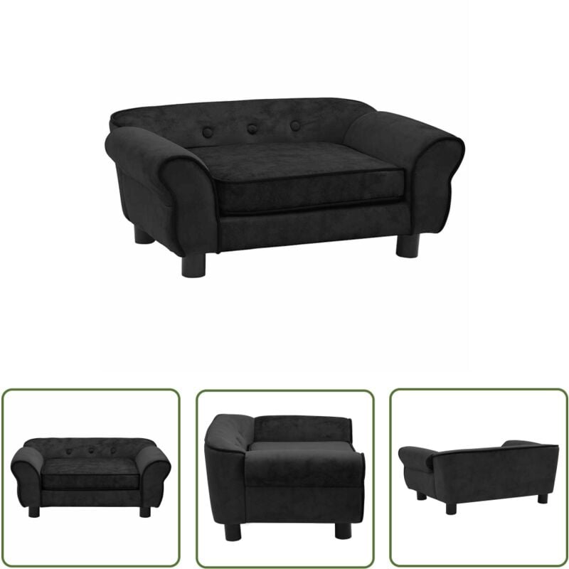The Living Store Canapé pour chien Noir 72x45x30 cm Peluche - Canapé Pour Chien - Lit Pour Chien - Couchage Pour Chien - Panier Pour Chien