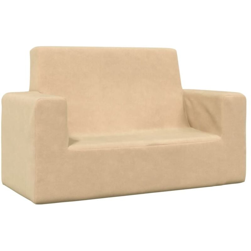 Vidaxl - Canapé pour enfants à 2 places Crème Peluche douce