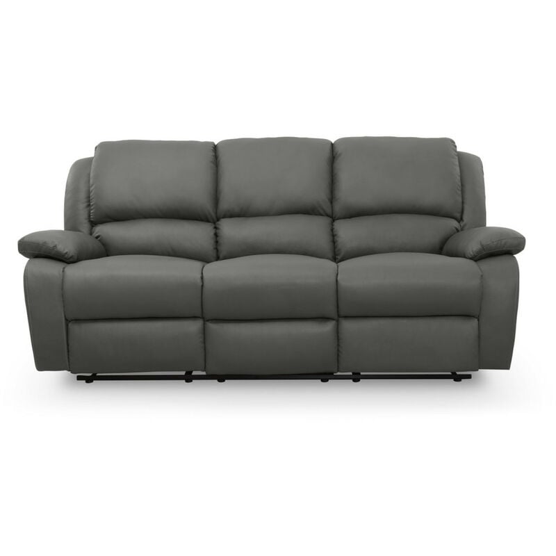 Usinestreet - relaxxo - Canapé Relaxation 3 places Simili cuir leo - Gris