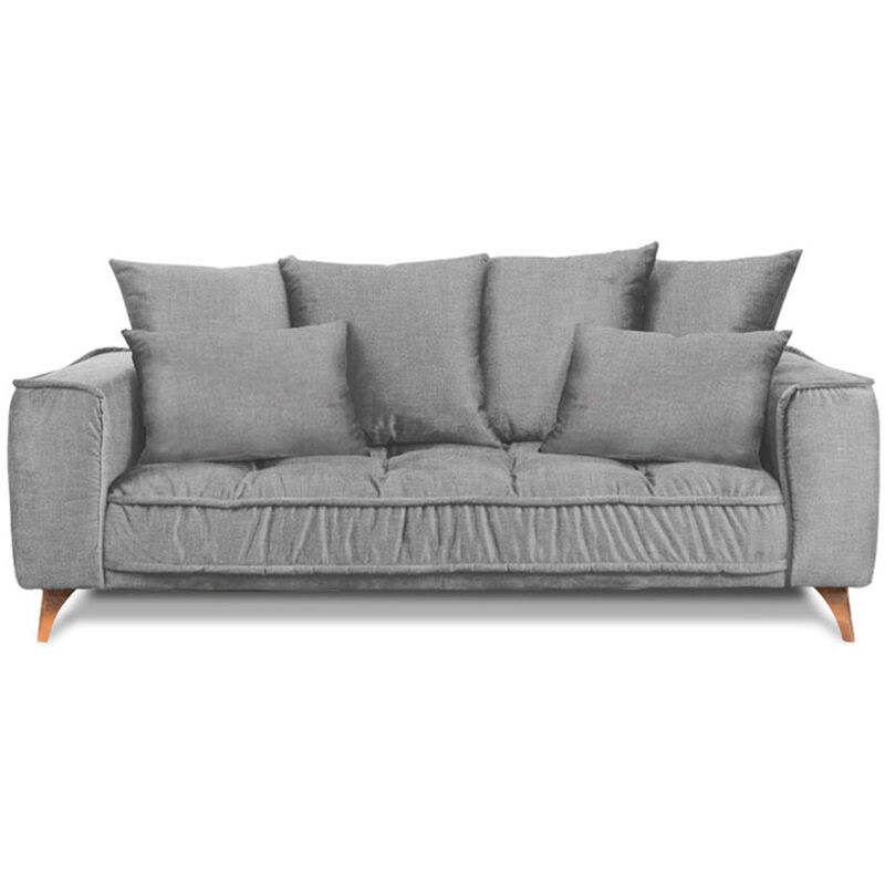 Canapé Tissu Droit Gris clair Altamo - 2 Places - Gris clair