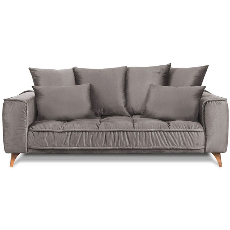 Canapé Velours Droit Gris Clair Altamo - 2 Places - Gris clair