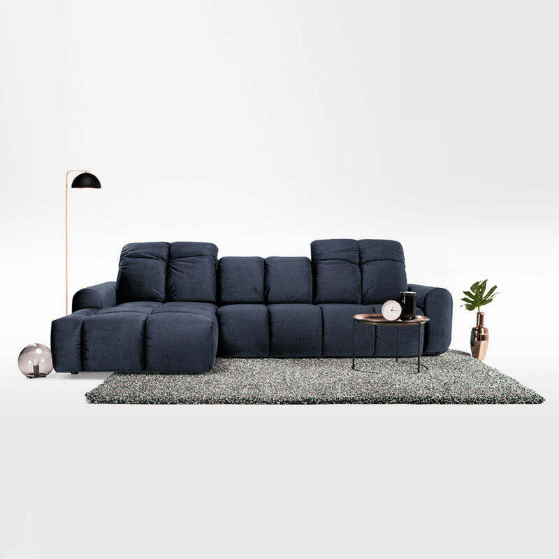 Canapé d'angle 4 places Bleu Tissu Luxe Moderne Confort