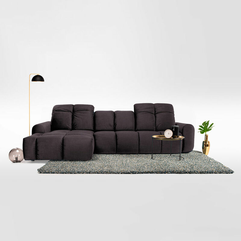 Canapé d'angle 4 places Gris Tissu Luxe Moderne Confort