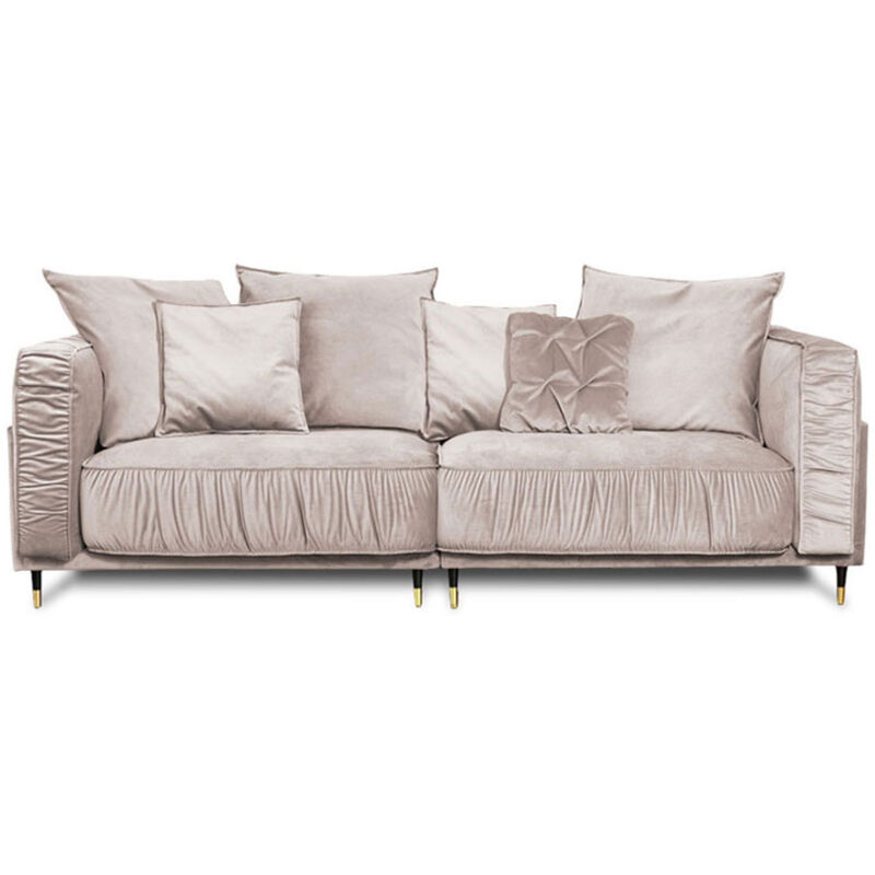 Maison Aubertin - Canapé Velours Beige Fiorenzo - 3 places - Beige
