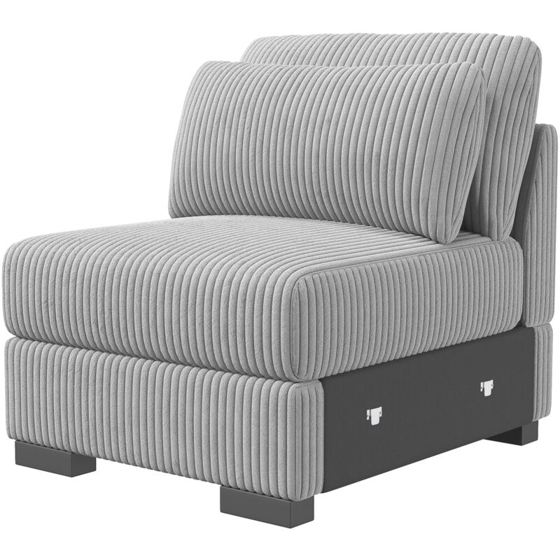 Eifson - Canapé 1 place, avec dossier et accoudoirs, coussins, velours côtelé, mousse haute densité, pour salon et chambre - Gris