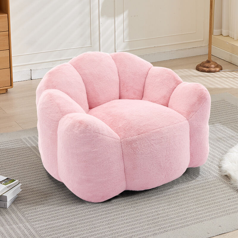 Canapé 1 place en velours Peluche – avec poignée en Peluche court – Aucun montage requis, idéal pour salon ou chambre, scandinave, Rose